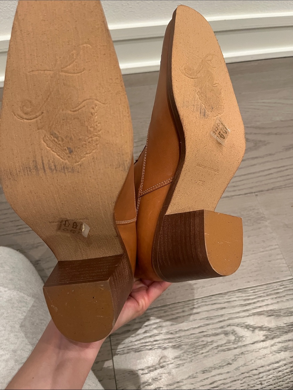 Free People Wandering Cognac Leather Western Ankle Boots 7.5 - Picture 7 of 7